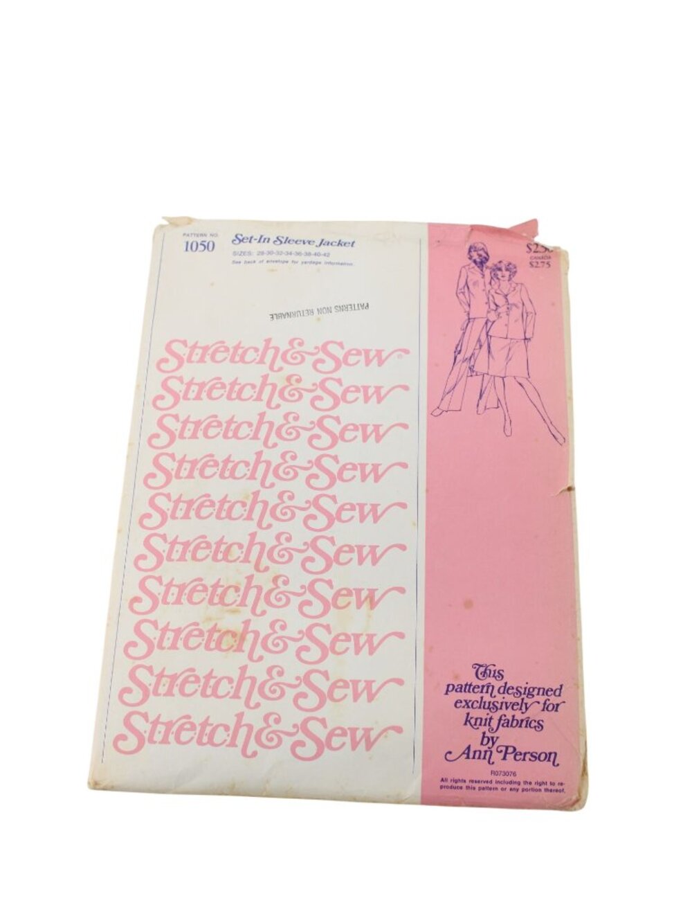 UNCUT Stretch & Sew Pattern 1050 Womens Set In Sleeve Jacket Vintage 1976 94388